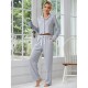 European and American style women's pajamas autumn and winter thickened long-sleeved cardigan long pants two-piece set loungewea