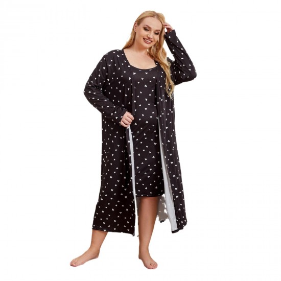 New Satin Plus Size Women's Nightgown Plus Size 200 lbs Light Luxury Cool Bathrobe Two-Piece Homewear Set