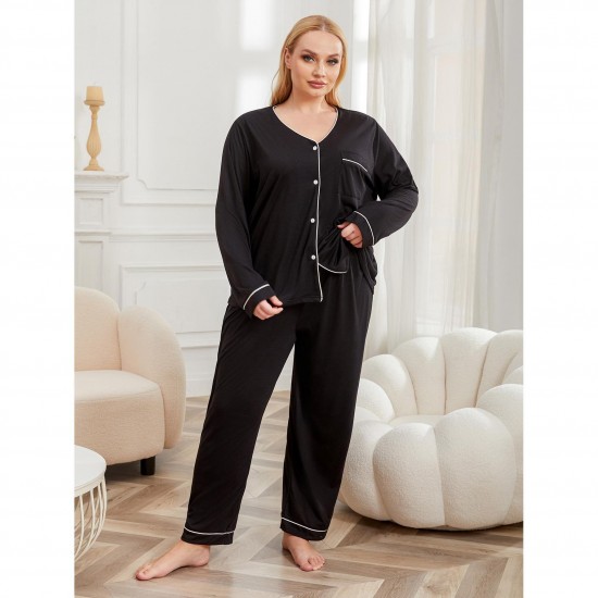 European and American plus size pajamas women's autumn and winter 200 lb plus MM long-sleeved loungewear set
