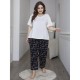 Export European and American plus size women's spring and autumn 200 jin short-sleeved trousers loungewear two-piece set