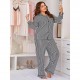 European and American plus mm women's pajamas striped long-sleeved casual plus size homewear set