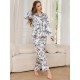European and American women's pajamas autumn and winter imitation silk long-sleeved loungewear set Wildberries
