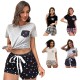 New pajamas for women, summer short-sleeved heart print, thin, simple, casual loungewear, two-piece set suitable for outer wear.