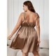 European and American women's popular summer dress, lace-up tube top, high-waisted, plus-size dress, independent website, summer.