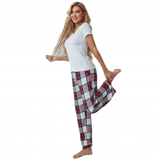 European and American women's pajamas spring and autumn thin short-sleeved long pants loungewear set
