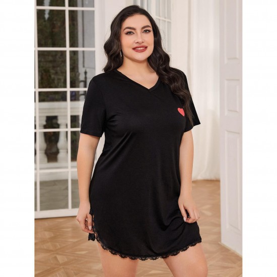 European and American style plus size pajamas for women weighing 200 catties, plus-size women's spring and summer short-sleeved nightgown for women, loose-fitting home wear