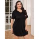 European and American style plus size pajamas for women weighing 200 catties, plus-size women's spring and summer short-sleeved nightgown for women, loose-fitting home wear