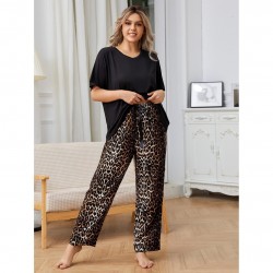 European and American plus-size pajamas for women, spring and autumn, plus-size loungewear sets suitable for overweight women, can be worn outdoors.