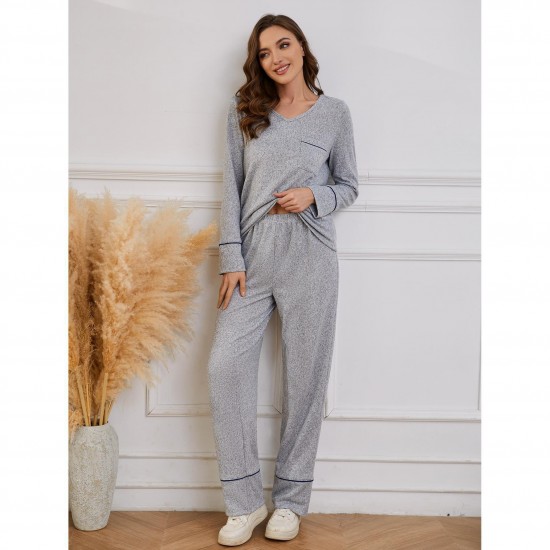 European and American women's loungewear, autumn and winter casual sports long-sleeved long pants two-piece pajamas for women