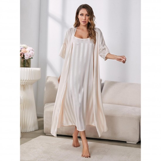 Independent website for women's faux silk long-sleeved camisole nightgown/loungewear set.