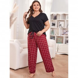 Plus-size pajamas for women, spring and summer, short-sleeved and long pants, plus-size loungewear for overweight women, European and American independent platform.