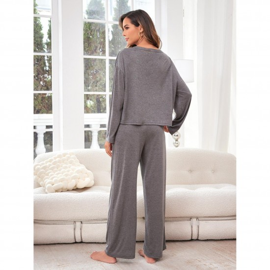 European and American women's pajamas autumn and winter loose casual long-sleeved homewear set