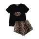 European and American style women's pajamas summer leopard print short-sleeved shorts two-piece set loungewear
