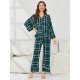 New European and American pajama pants for women, autumn and winter, long-sleeved cardigan, ladies loungewear set.