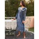 European and American women's long winter fleece nightgown, French palace style, doll collar, plush pajamas.