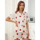 European and American women's pajamas summer thin heart print short-sleeved shorts homewear set nightwear