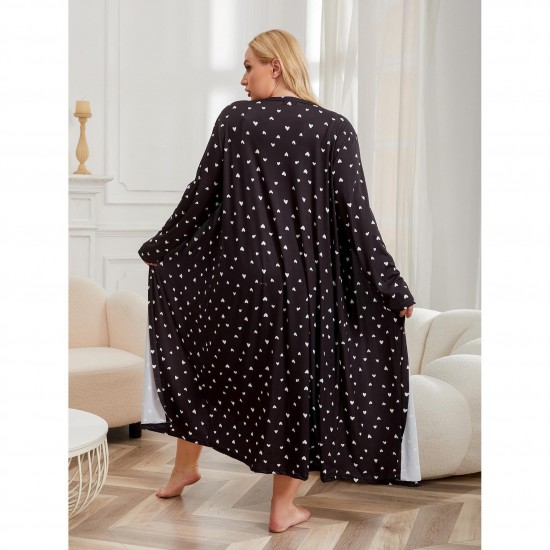 New Satin Plus Size Women's Nightgown Plus Size 200 lbs Light Luxury Cool Bathrobe Two-Piece Homewear Set
