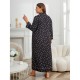 European and American plus-size pajamas for women, autumn and winter, suitable for overweight women (200 pounds), long-sleeved plus-size nightgowns.