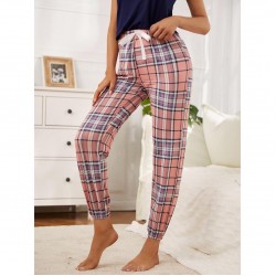 European and American women's autumn and winter plaid drawstring trousers, can be worn as an outerwear, home wear, independent website,