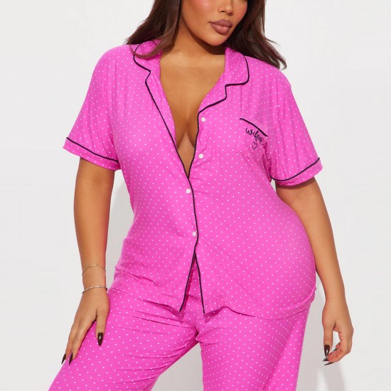 European and American women's pajamas letter embroidery short-sleeved trousers homewear set can be worn outside Пижама