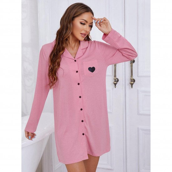 European and American women's spring and autumn heart-printed long-sleeved shirt, women's home wear, independent website,