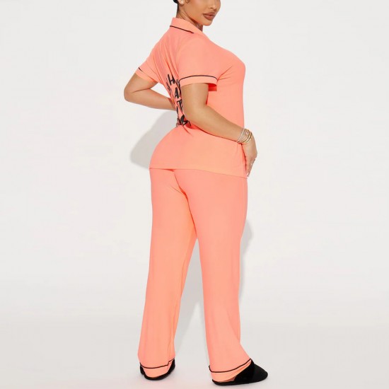 Pajamas women's summer love sequin embroidery short-sleeved trousers two-piece suit European and American home clothes Pajamas