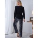 European and American women's home wear set, autumn and winter long-sleeved leopard print trousers two-piece pajamas