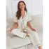 European and American pajama pants for women, spring and summer, thin bubble crepe short-sleeved long pants loungewear set.