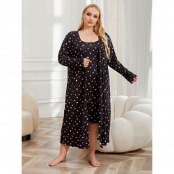 New Satin Plus Size Women's Nightgown Plus Size 200 lbs Light Luxury Cool Bathrobe Two-Piece Homewear Set