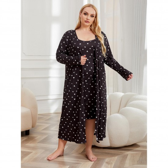 New Satin Plus Size Women's Nightgown Plus Size 200 lbs Light Luxury Cool Bathrobe Two-Piece Homewear Set