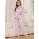 European and American style home wear autumn and winter striped cardigan long-sleeved trousers two-piece pajama set for women, Russian style