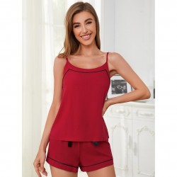 European and American sexy pajamas women's summer thin camisole shorts loungewear set