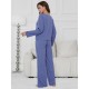 European and American women's pajamas autumn and winter solid color long-sleeved trousers homewear set can be worn outside independent site