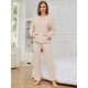 European and American hooded casual set women's pajamas waffle loose long-sleeved long pants two-piece loungewear set