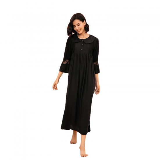 Autumn and Winter Court Style Nightgown Women's Lace Long-Sleeved Homewear European and American Independent Site