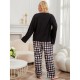 Plus size pajamas women autumn and winter plus size loose long-sleeved homewear two-piece set