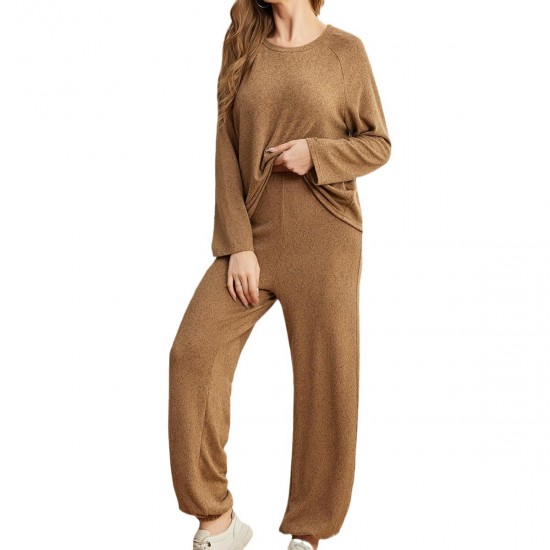 European and American homewear set autumn and winter long-sleeved jogger trousers two-piece pajamas women's