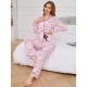 European and American style home wear autumn and winter striped cardigan long-sleeved trousers two-piece pajama set for women, Russian style