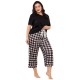 European and American Homewear Set Spring and Autumn 200 lbs Short-Sleeved Long Pants 5XL Plus Size Women's Nightgown