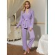 women's Autumn and Winter red long-sleeved robe long pants two-piece home wear