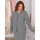European and American plus mm women's pajamas striped long-sleeved casual plus size homewear set