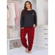 European and American women's heart-print pajamas, plus-size long-sleeved two-piece loungewear for overweight women