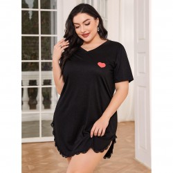 European and American style plus size pajamas for women weighing 200 catties, plus-size women's spring and summer short-sleeved nightgown for women, loose-fitting home wear