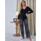 European and American women's home wear set, autumn and winter long-sleeved leopard print trousers two-piece pajamas