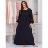 European and American plus size nightgown women long-sleeved long lace homewear plus mm nightgown