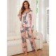 European and American style home wear autumn and winter animal long-sleeved shirt trousers two-piece pajama set for women