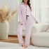 European and American pajamas for women, autumn and winter modal cardigan, long-sleeved shirt and trousers, two-piece loungewear set.