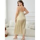 European and American summer camisole ice silk nightgown women's fat women plus size imitation silk pajamas