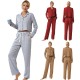European and American style women's pajamas autumn and winter thickened long-sleeved cardigan long pants two-piece set loungewea