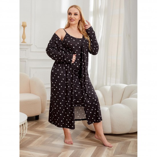 New Satin Plus Size Women's Nightgown Plus Size 200 lbs Light Luxury Cool Bathrobe Two-Piece Homewear Set